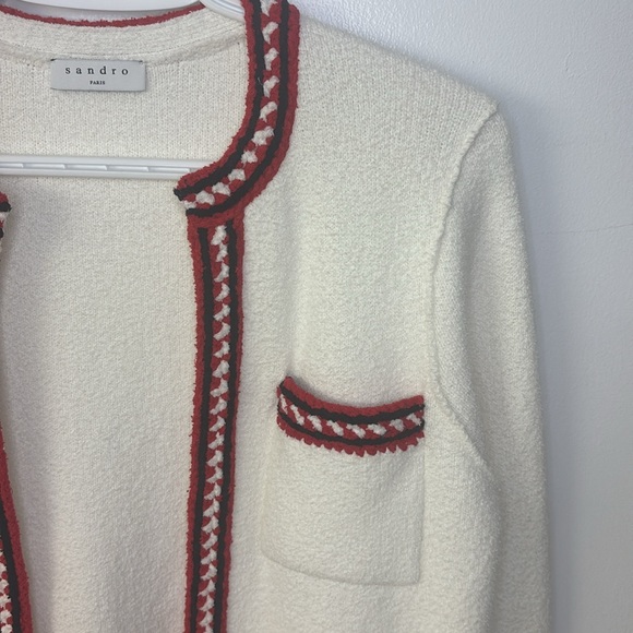 Sandro Luce Chunky Cotton-blend Cardigan In Ecru - Picture 9 of 14